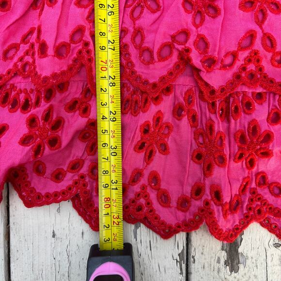 Lovers + Friends Pink Eyelet Ruffle Mini Dress‎ Medium Y2K Coquette Medium - Picture 9 of 9